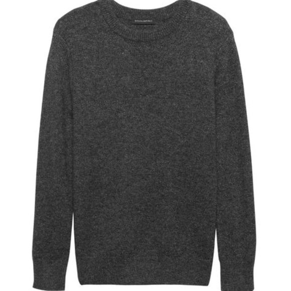 Banana Republic Fluffy Metallic Crewneck Sweater Dark Charcoal Sz XS - Picture 2 of 9